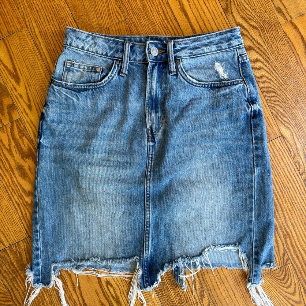 H&M Denim Distressed Western Cowgirl Skirt Size 6